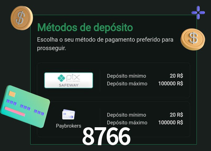 O cassino 8766 oferece uma grande variedade de métodos de pagamento